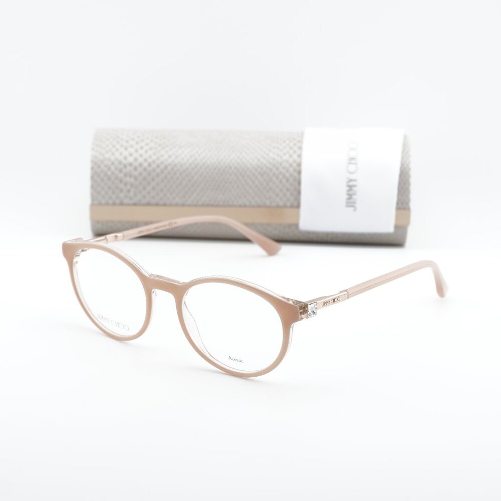 Jimmy Choo JC272 08XO 00 Round 49mm Eyeglasses - Pink on Crystal